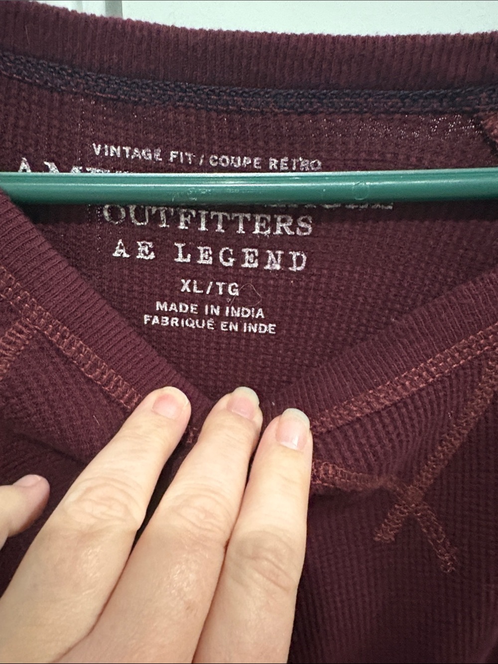 American Eagle Outfitters Long-Sleeve Waffle Knit Top - Wine - Picture 2 of 3